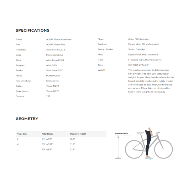 bicicleta MOMENTUM IRIDE UX 3S MY22 talla S - Imagen 2